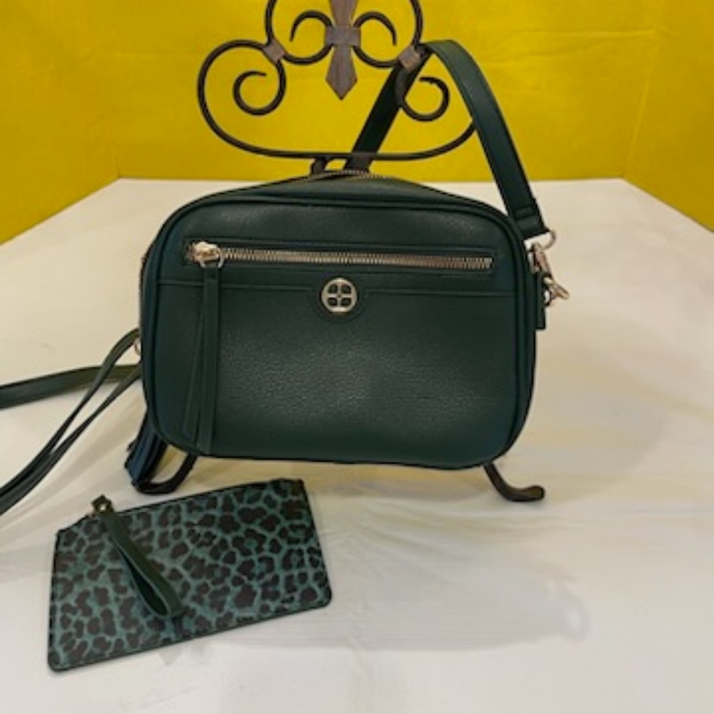Green IMAN crossbody purse.